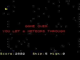 Star-Ship game over screen